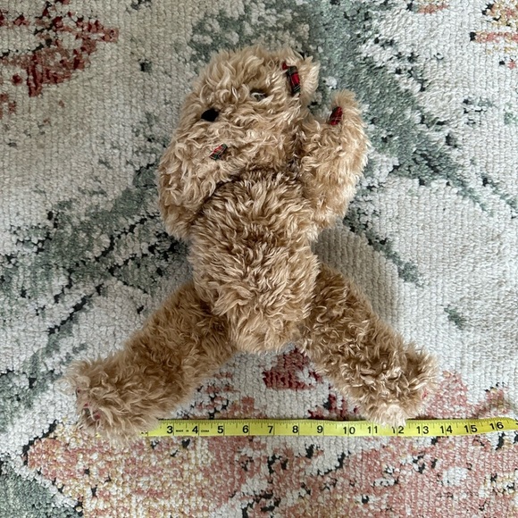 Vintage Shaggy Jointed Brown & Plaid Kiss Blowing Teddy Bear Plush THE CUTEST - Picture 9 of 15